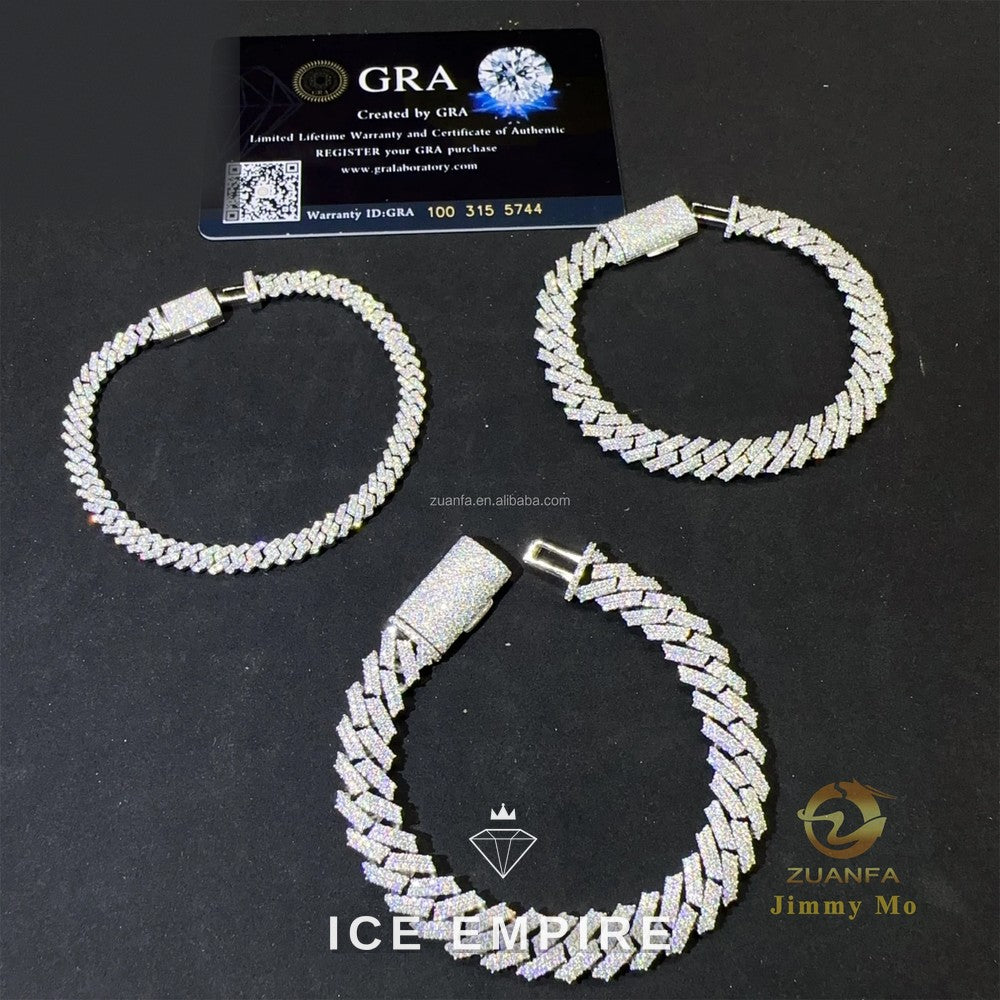 Iced Out 925 Silver Moissanite Cuban Chain