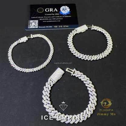 Iced Out 925 Silver Moissanite Cuban Chain