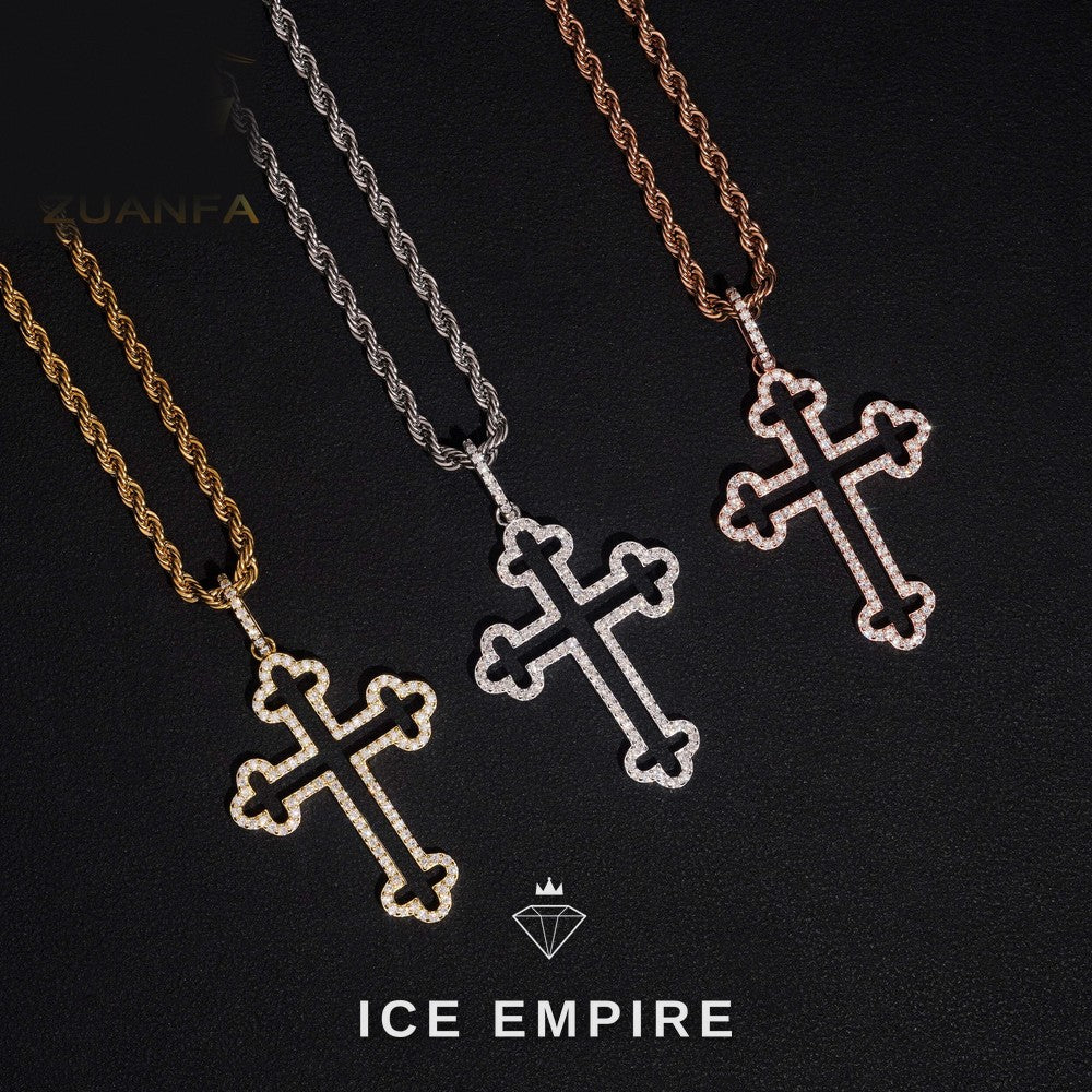 Iced Out Cross Gold Plated Pendant