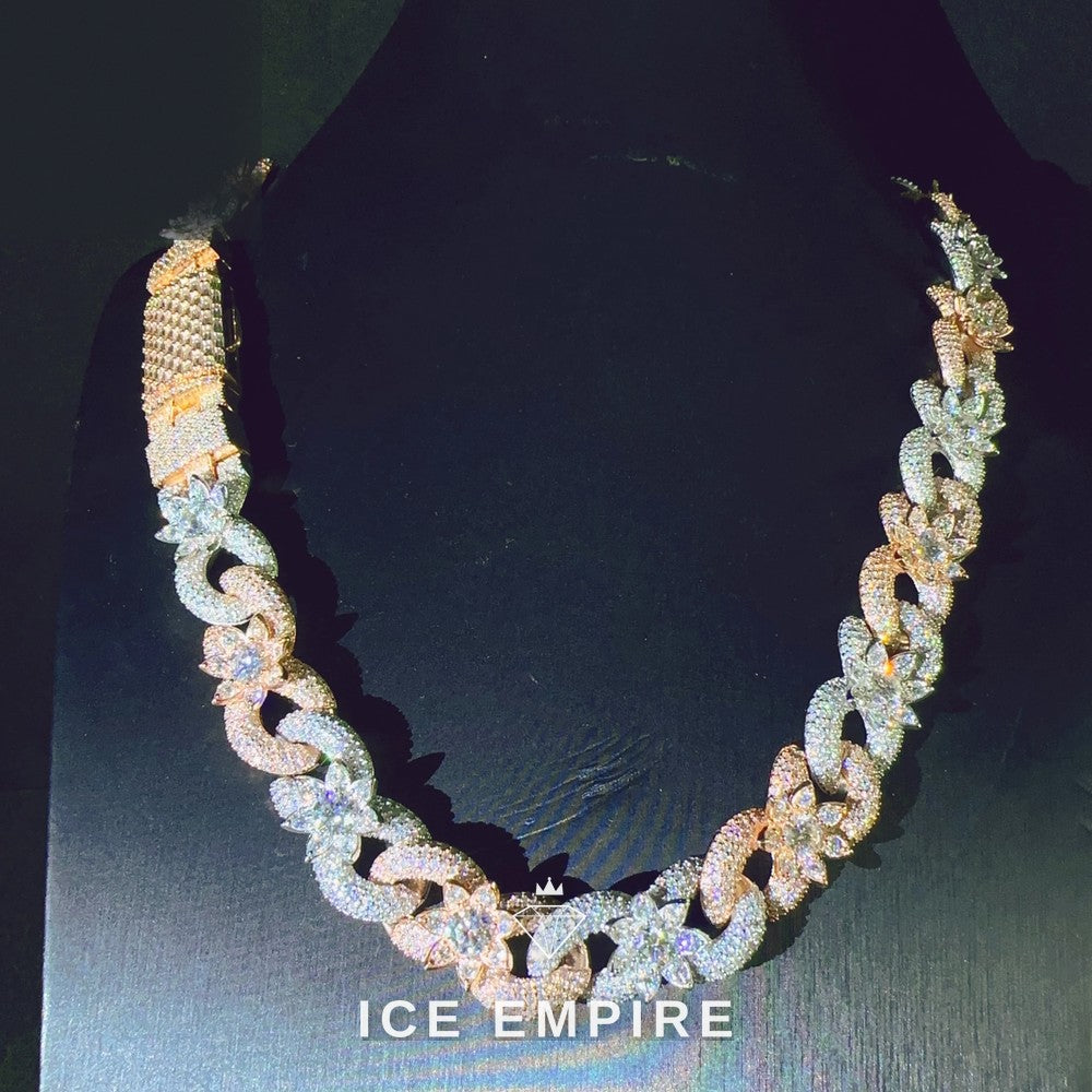 Iced Out Rose Gold Plated Moissanite Cuban Chain
