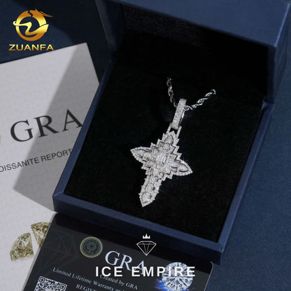 Iced Out Cross Gold Plated Moissanite Pendant
