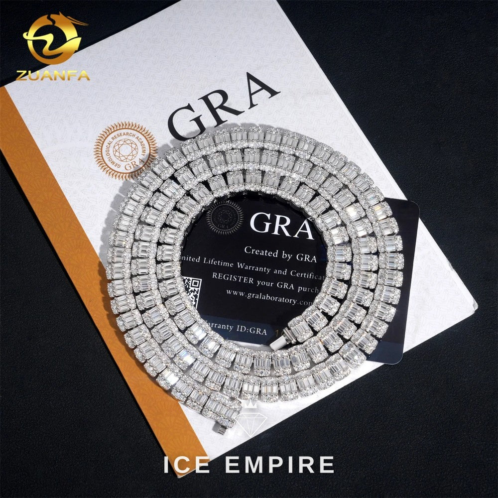 Iced Out Baguette Rose Gold Plated Moissanite Cuban Chain