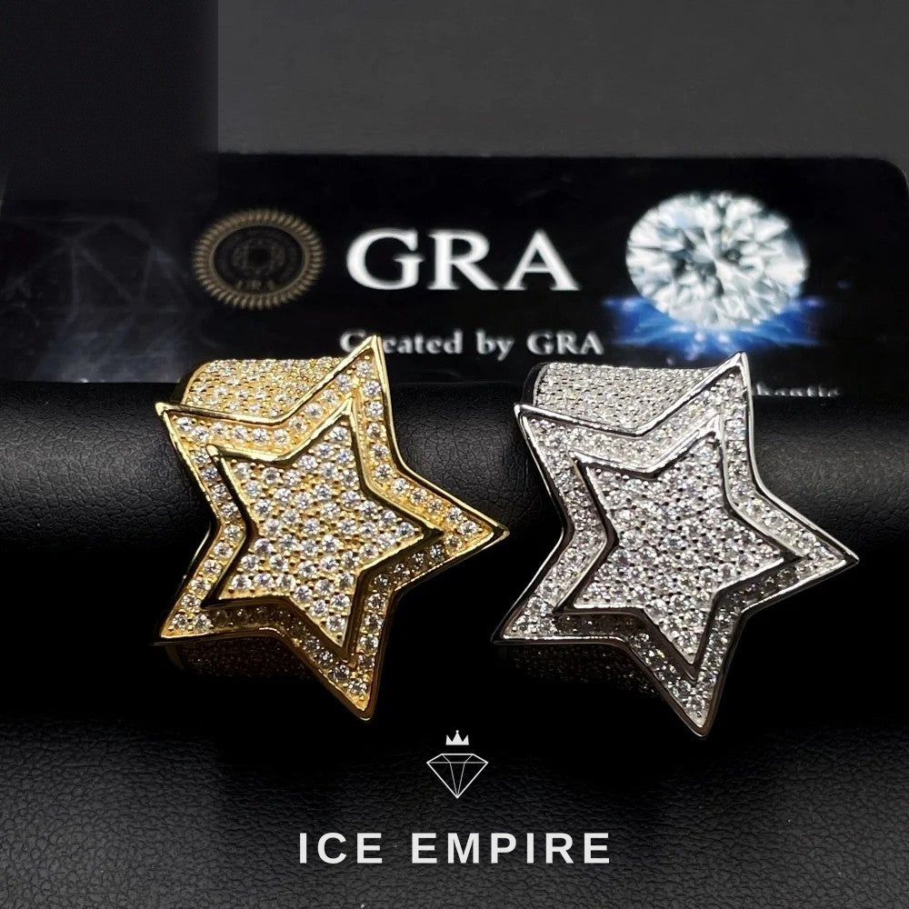 Iced Out 925 Silver Moissanite Ring