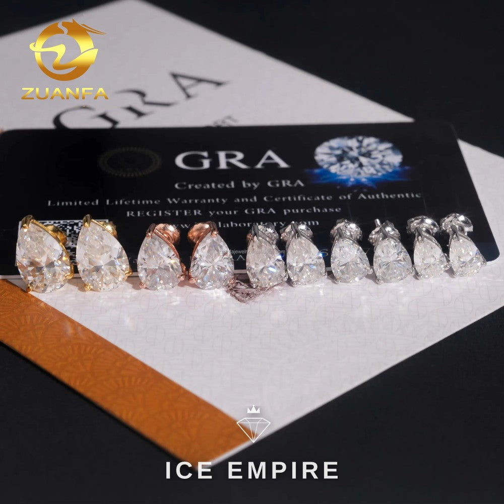 Iced Out 925 Silver Moissanite Stud Earrings