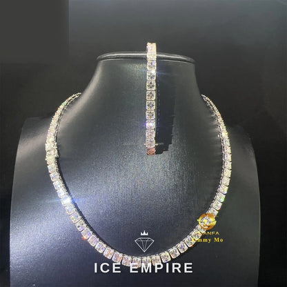Iced Out Cluster 925 Silver Moissanite Cuban Chain
