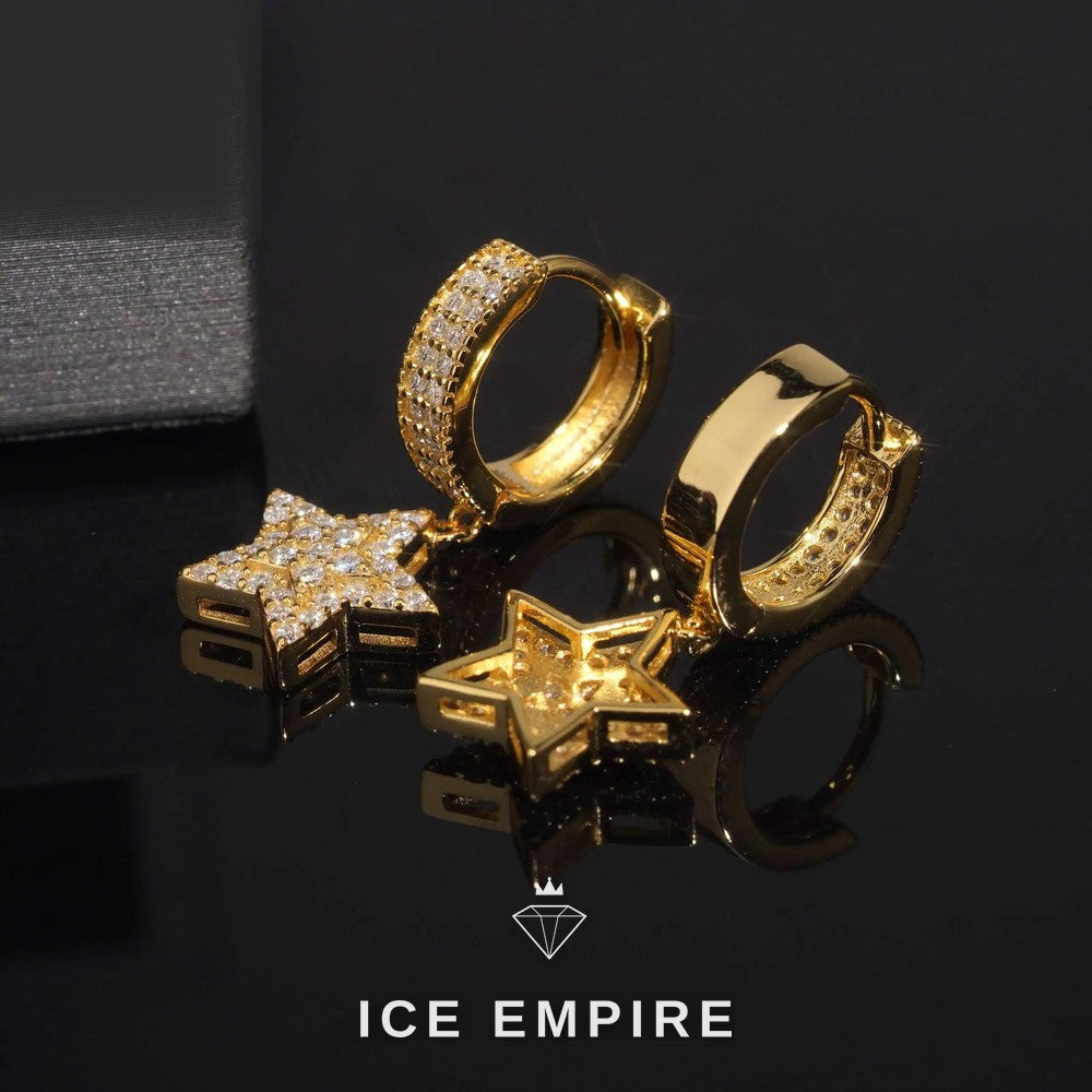 Iced Out Gold Plated Moissanite Hoop Earrings