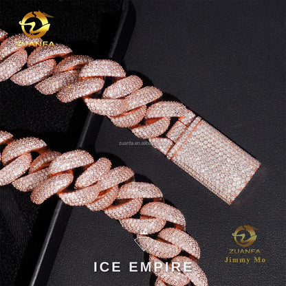 Iced Out Rose Gold Moissanite Cuban Chain