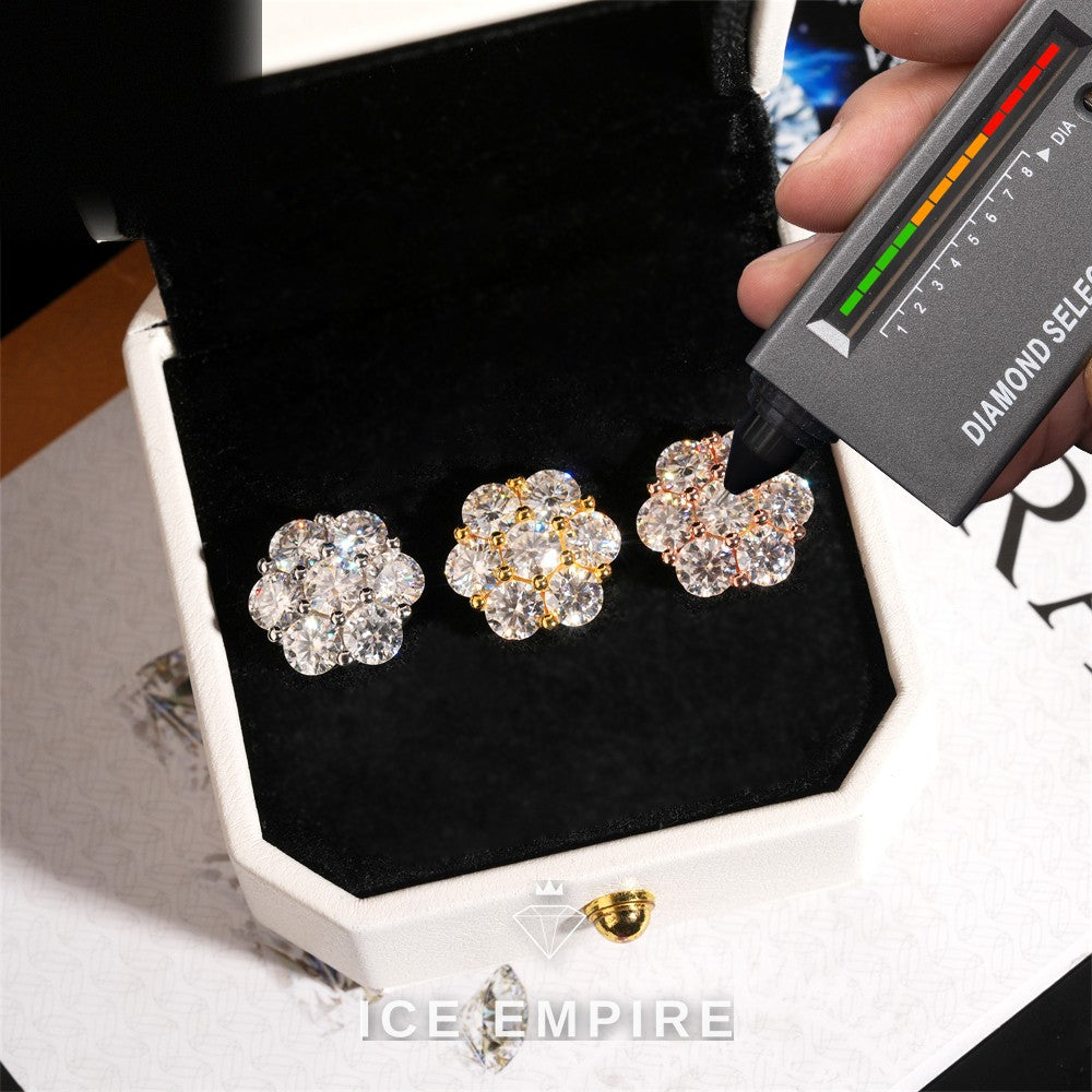 Iced Out Cluster 925 Silver Moissanite Earrings