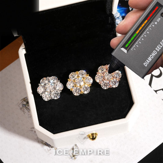 Iced Out Cluster 925 Silver Moissanite Earrings