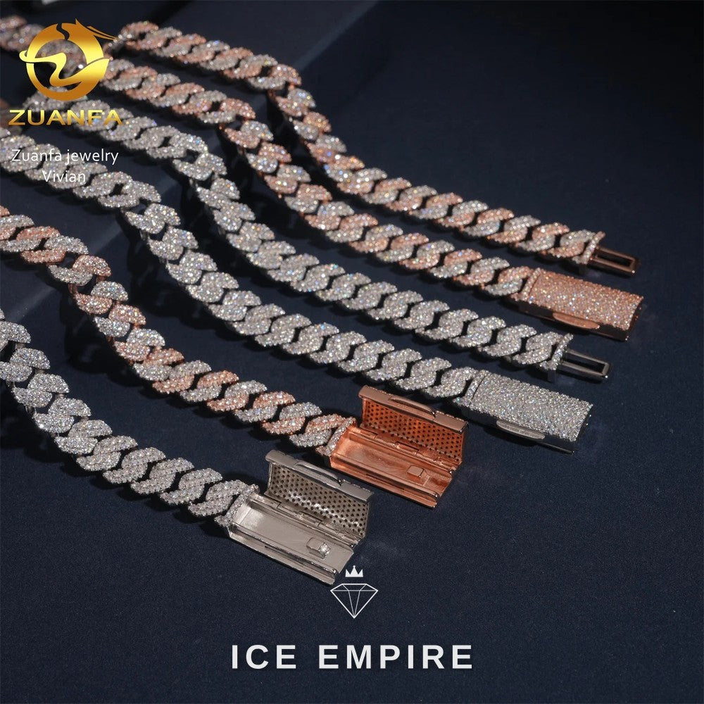 Iced Out Rose Gold Plated Moissanite Cuban Chain