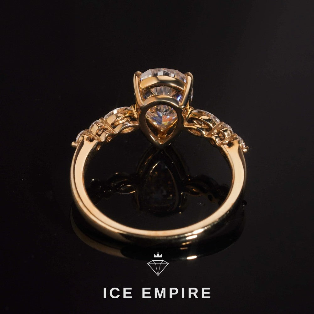 Iced Out 10K Gold Moissanite Engagement Ring