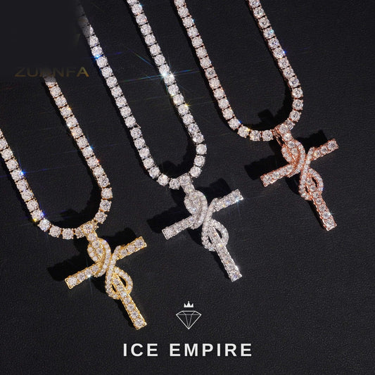 Iced Out Cross 925 Silver Pendant