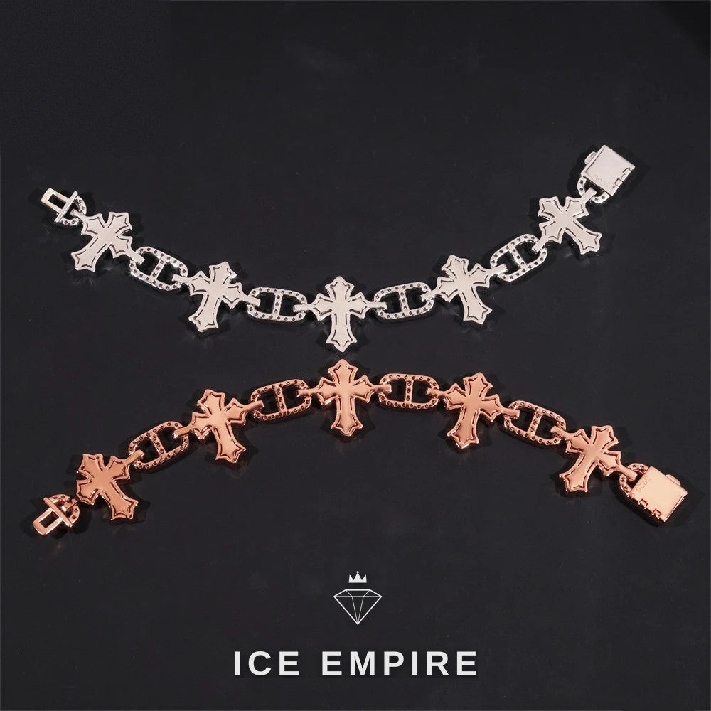 Iced Out Cross 925 Silver Moissanite Cuban Chain