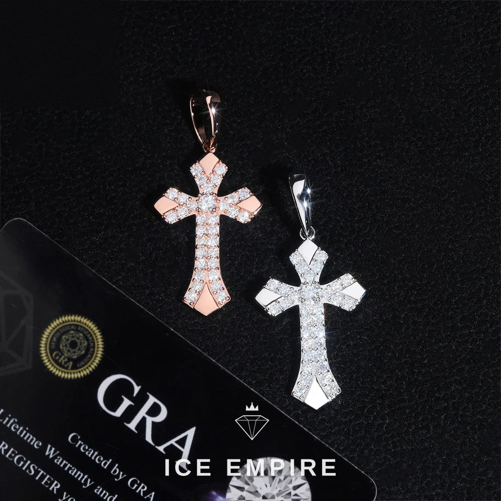 Iced Out Cross 925 Silver Pendant