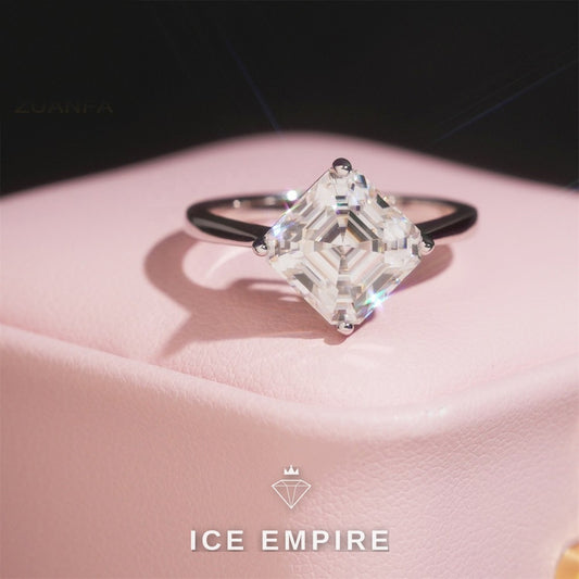 Iced Out 925 Silver Moissanite Engagement Ring