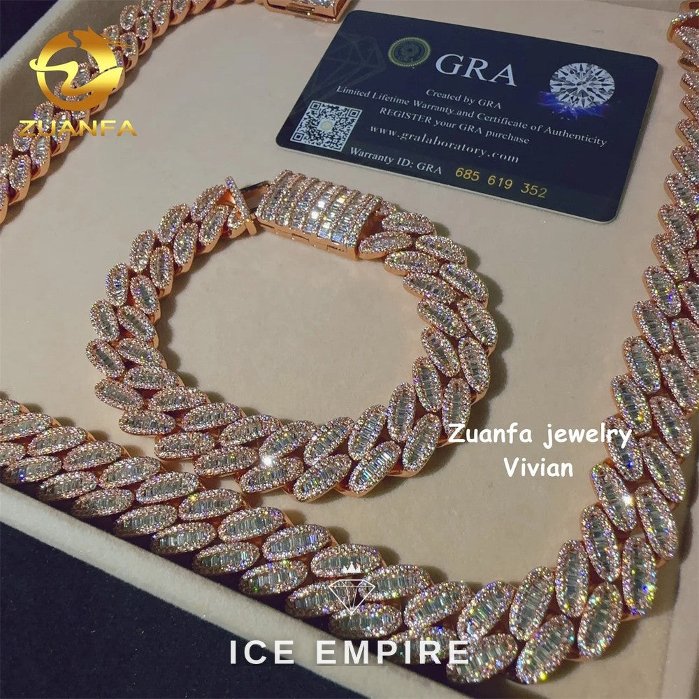Iced Out Rose Gold Plated Moissanite Cuban Chain