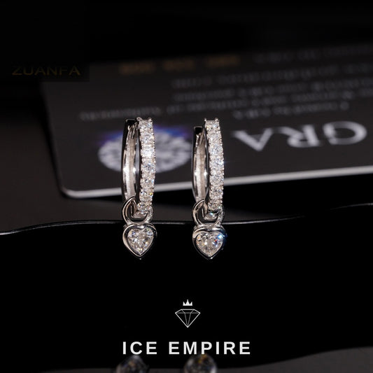 Iced Out Heart Rose Gold Plated Moissanite Hoop Earrings