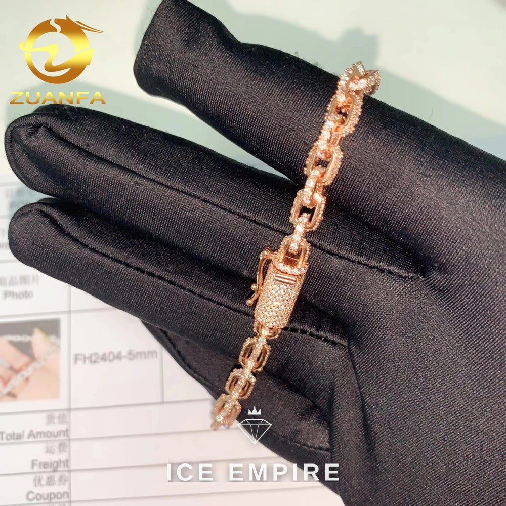 Iced Out Rose Gold Plated Moissanite Cuban Chain
