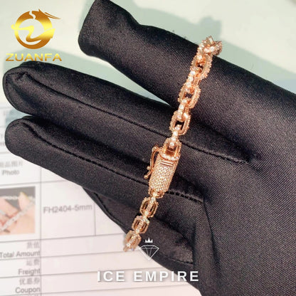 Iced Out Rose Gold Plated Moissanite Cuban Chain