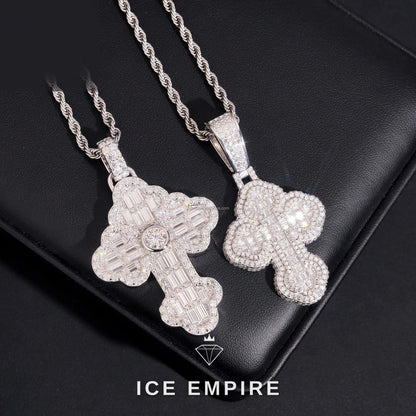 Iced Out Baguette 925 Silver Moissanite Pendant