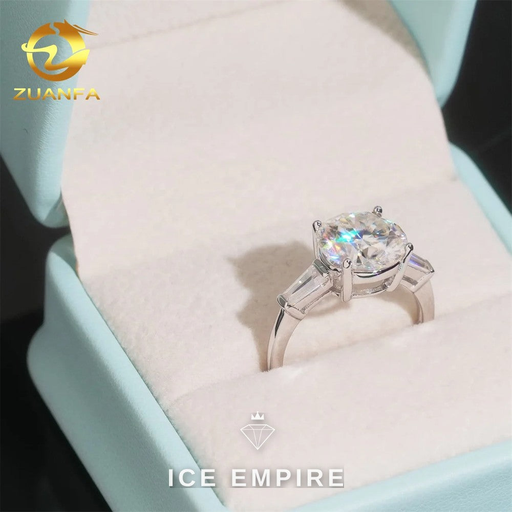 Iced Out 925 Silver Moissanite Engagement Ring