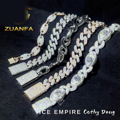 Iced Out Rose Gold Plated Moissanite Cuban Chain