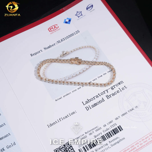 Iced Out 14K Gold Lab Grown Diamond Tennis Chain