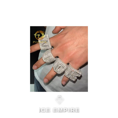 Iced Out 925 Silver Moissanite Ring