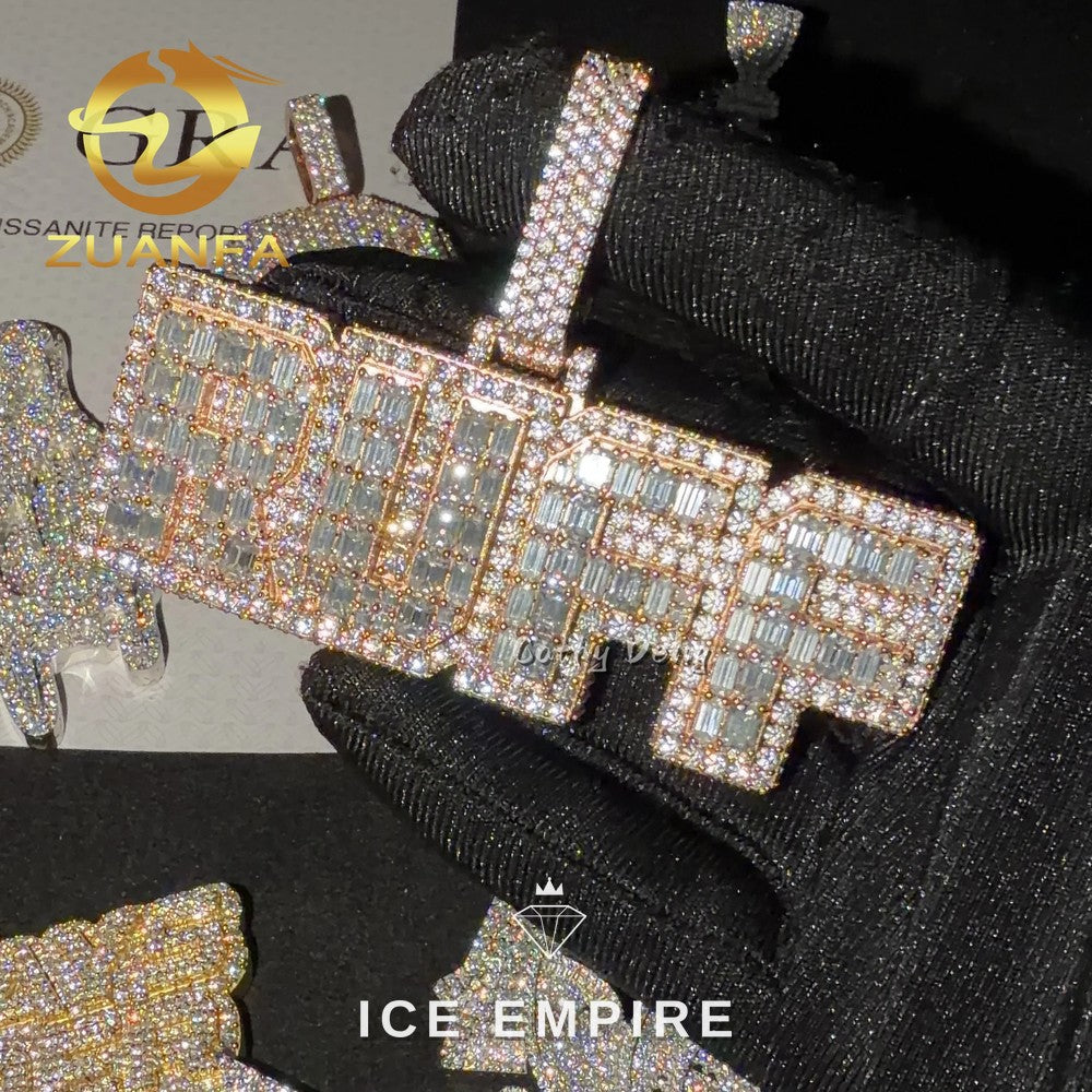 Iced Out Baguette Rose Gold Plated Pendant