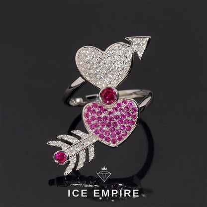 Iced Out Heart 925 Silver Moissanite Ring