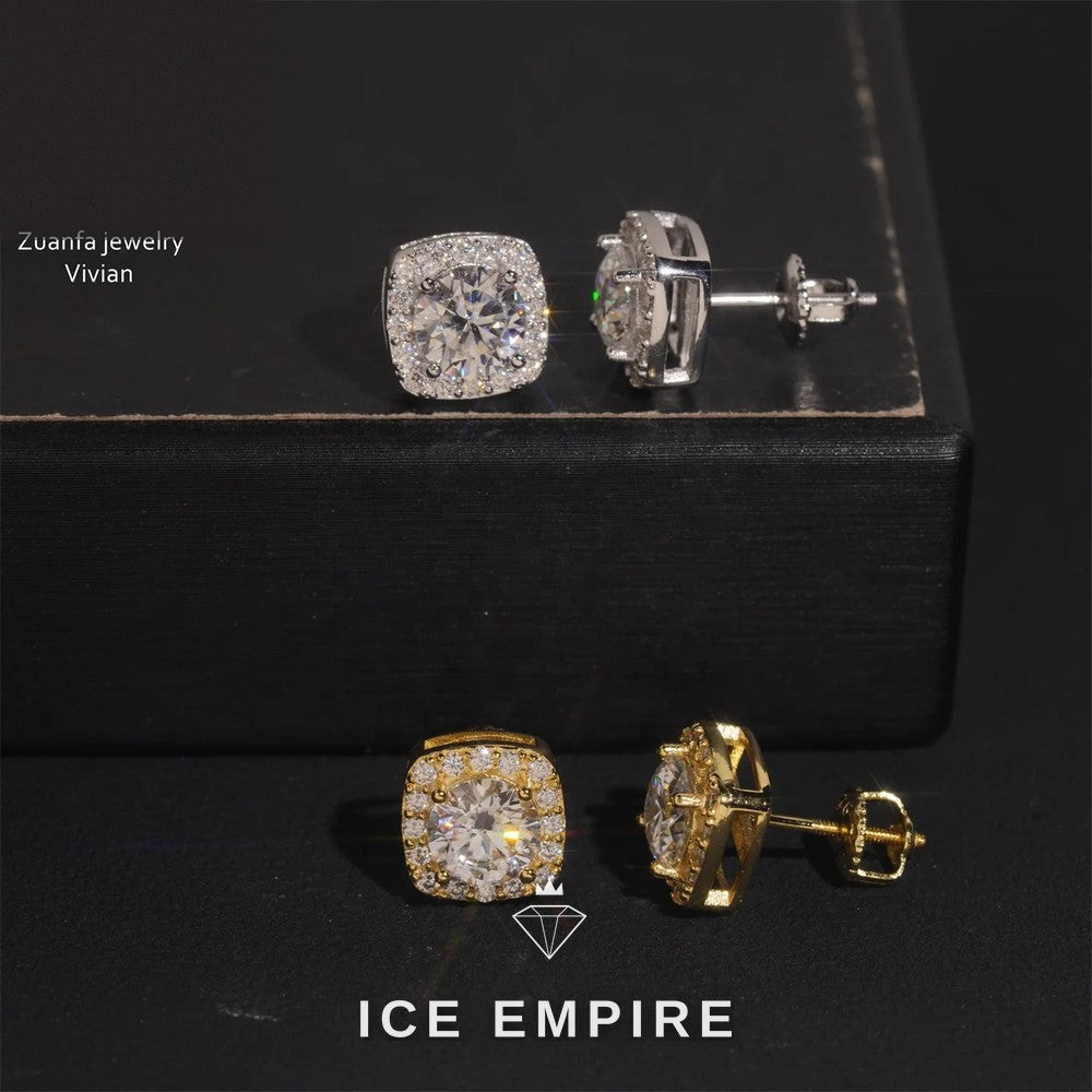 Iced Out Rose Gold Plated Moissanite Earrings