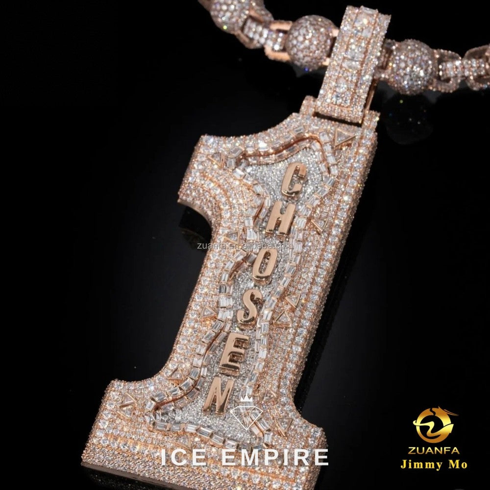 Iced Out Rose Gold Moissanite Pendant