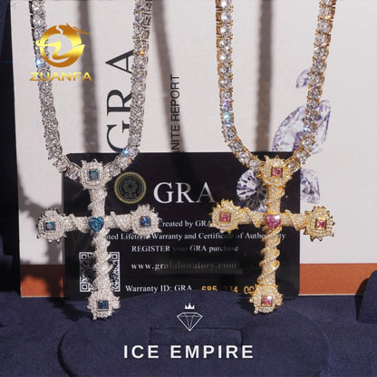 Iced Out Cross 925 Silver Pendant