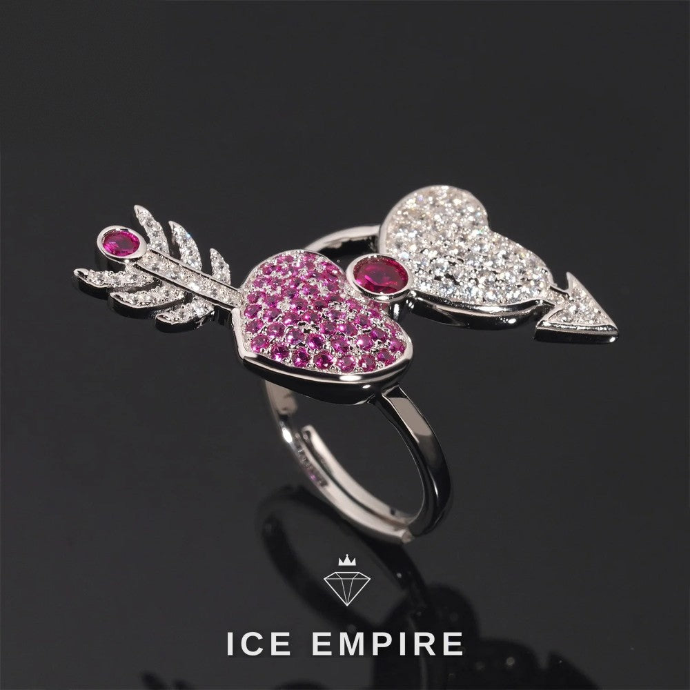 Iced Out Heart 925 Silver Moissanite Ring