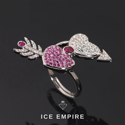 Iced Out Heart 925 Silver Moissanite Ring