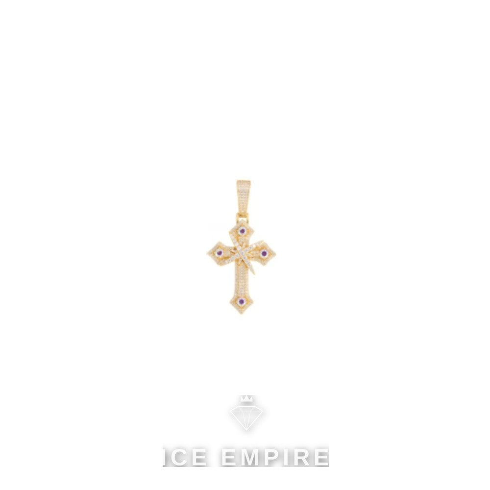 Iced Out Cross Rose Gold Plated Moissanite Pendant