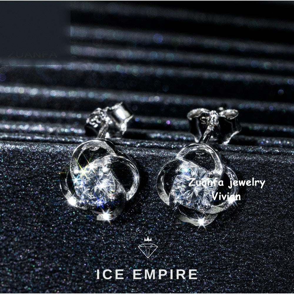 Iced Out Rose Gold Plated Moissanite Earrings