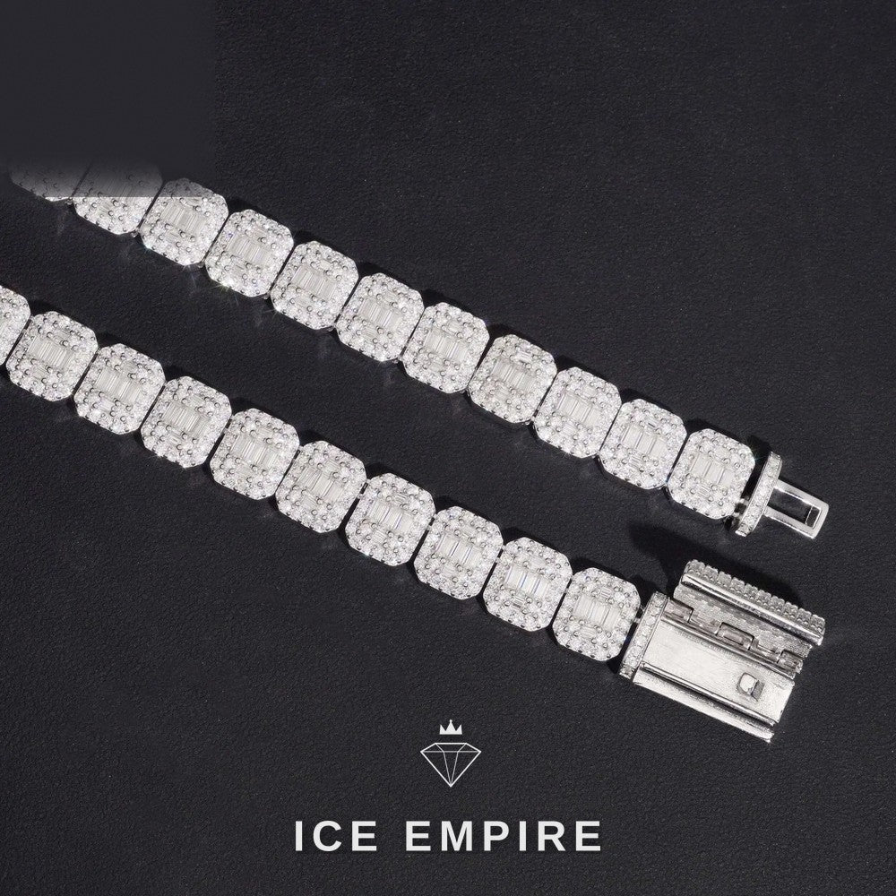 Iced Out Baguette Rose Gold Plated Moissanite Cuban Chain