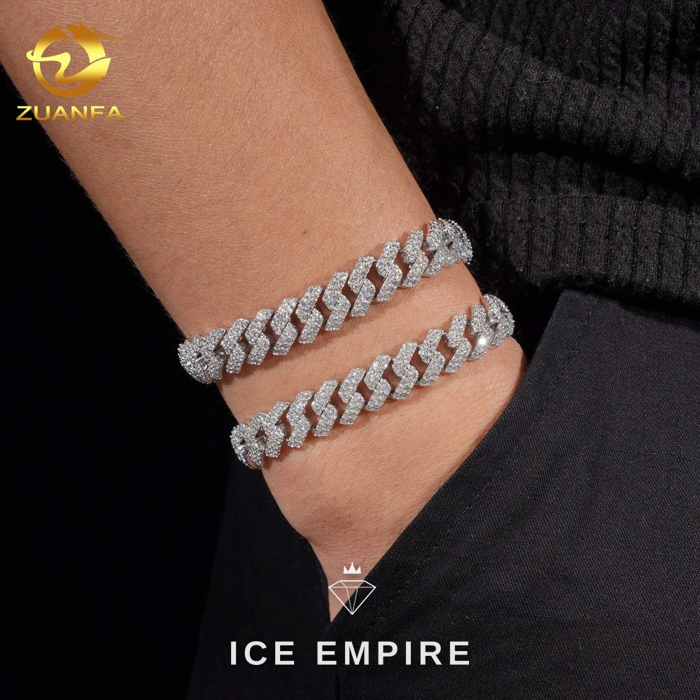 Iced Out 925 Silver Moissanite Cuban Chain