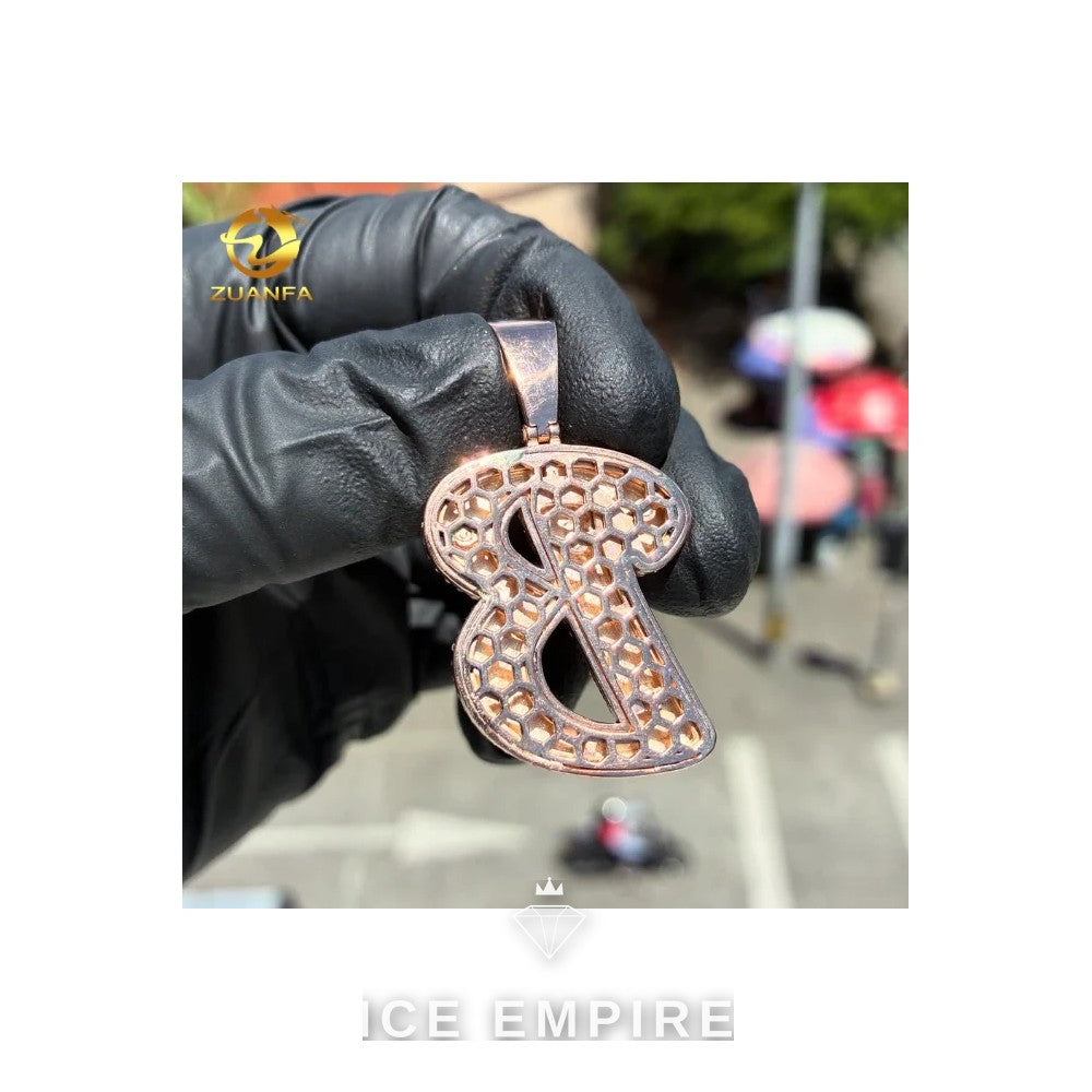 Iced Out Rose Gold Plated Moissanite Pendant