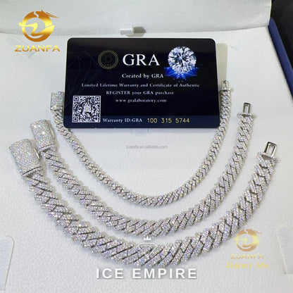 Iced Out 925 Silver Moissanite Cuban Chain