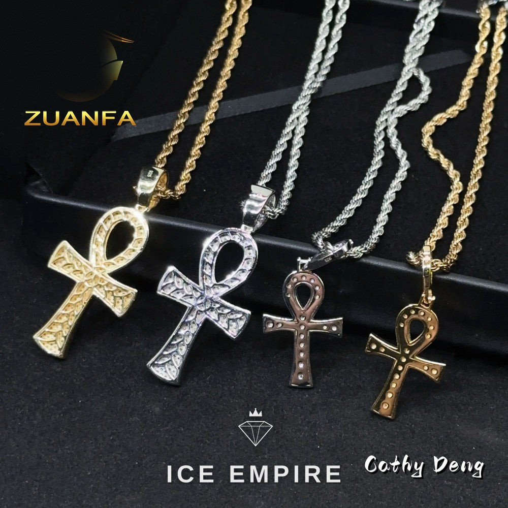 Iced Out Cross Rose Gold Plated Pendant