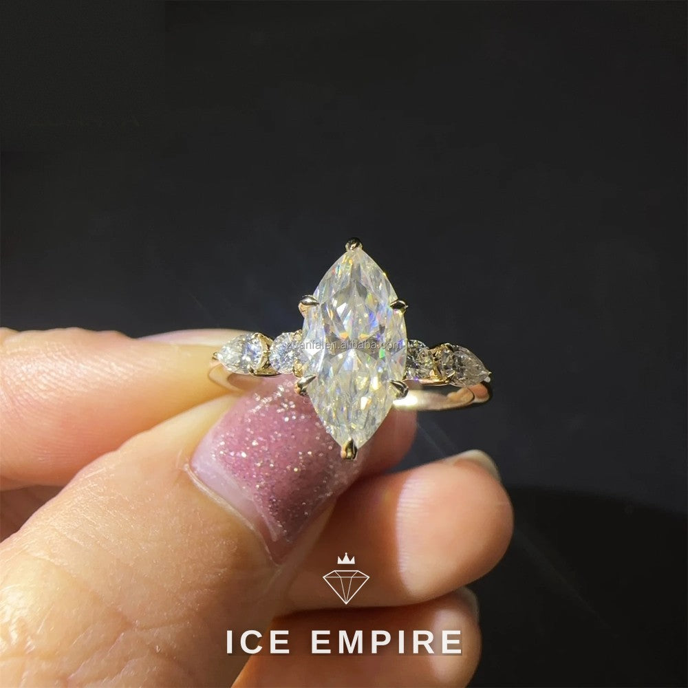 Iced Out 9K Gold Moissanite Engagement Ring