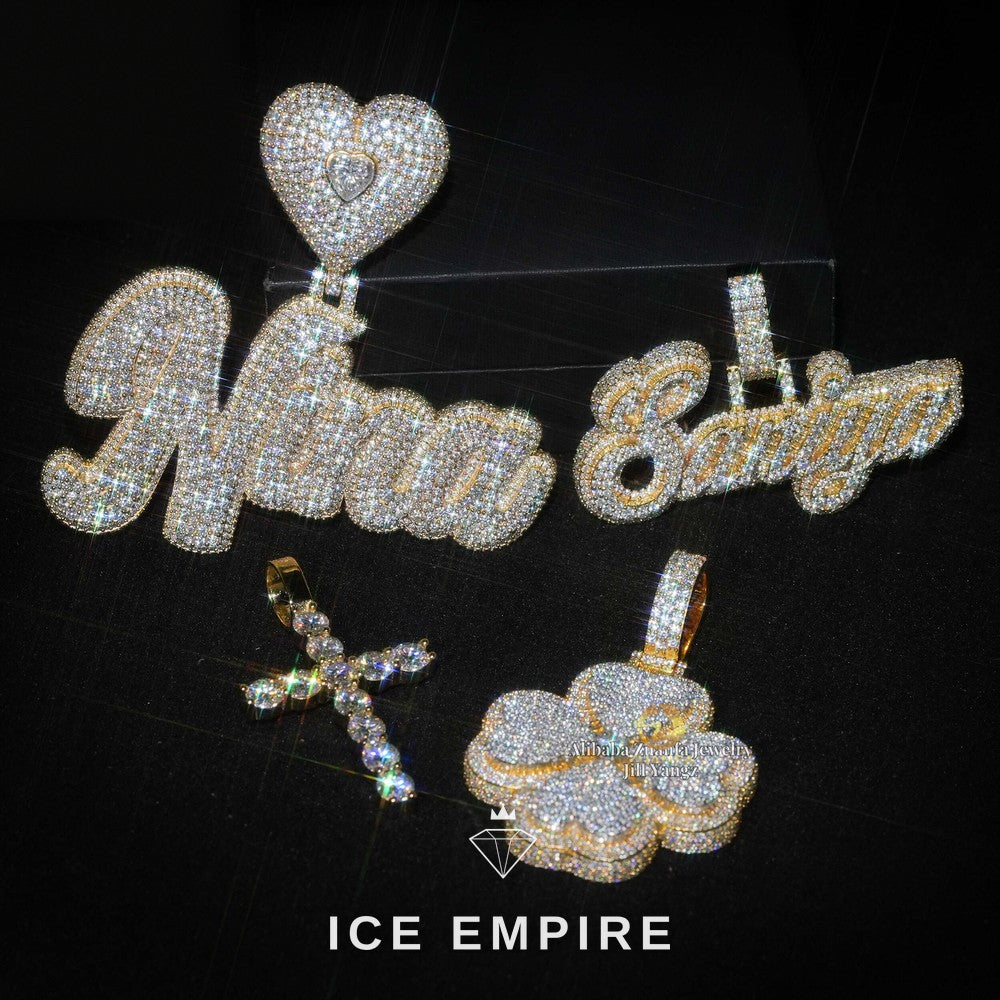 Iced Out Cross Rose Gold Plated Moissanite Pendant