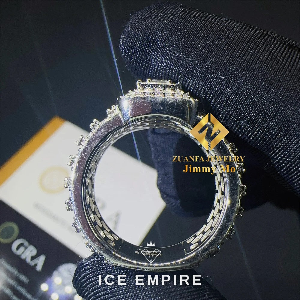 Iced Out Baguette 925 Silver Moissanite Ring