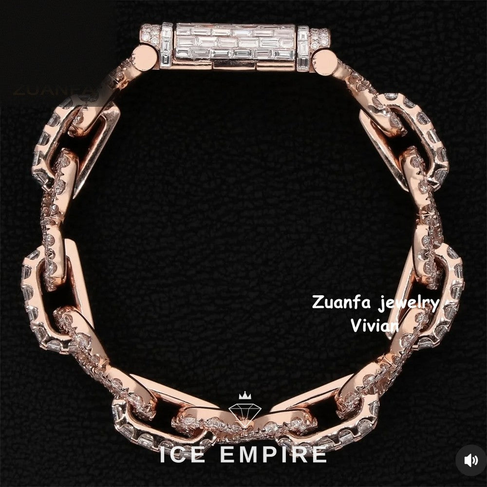 Iced Out 925 Silver Moissanite Cuban Chain
