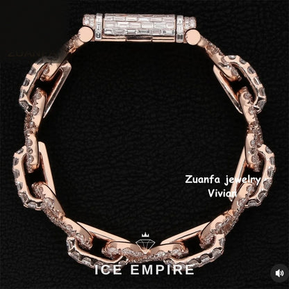 Iced Out 925 Silver Moissanite Cuban Chain