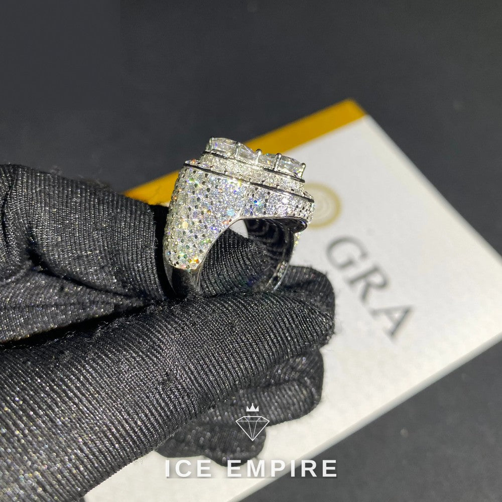 Iced Out 925 Silver Moissanite Ring