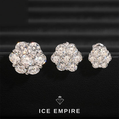 Iced Out Cluster 925 Silver Moissanite Earrings