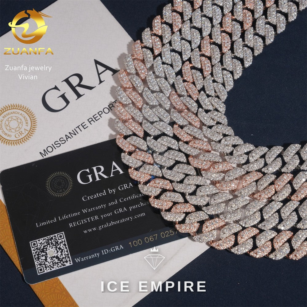 Iced Out Rose Gold Plated Moissanite Cuban Chain